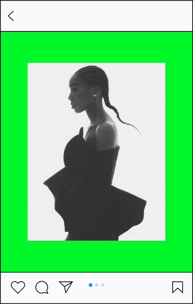 Instagram post with ligawest artist image on coloured background