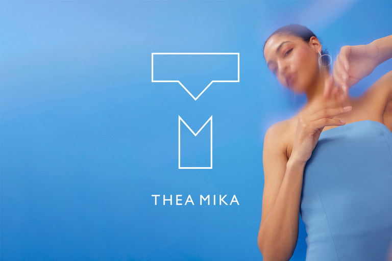 Thea Mika logo on an image from the image campaign for the Autumn-Winter 2023 collection